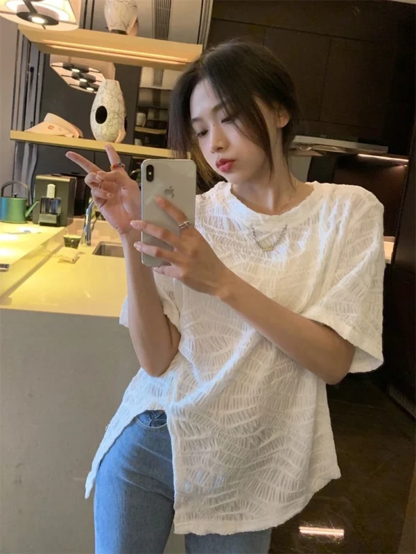 不規則開叉寬鬆別致上衣主圖