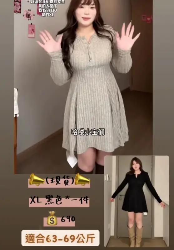 (現貨)溫柔風長袖連衣裙