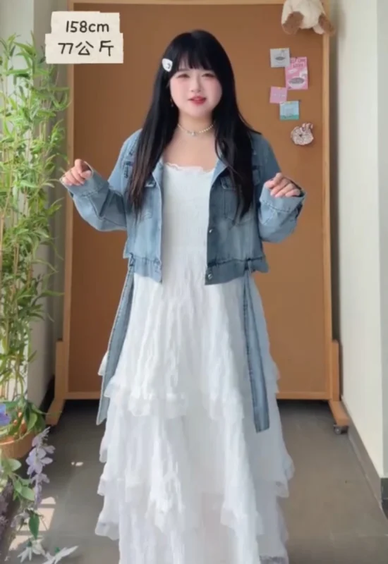 編號767: 甜美風牛仔外套套裝