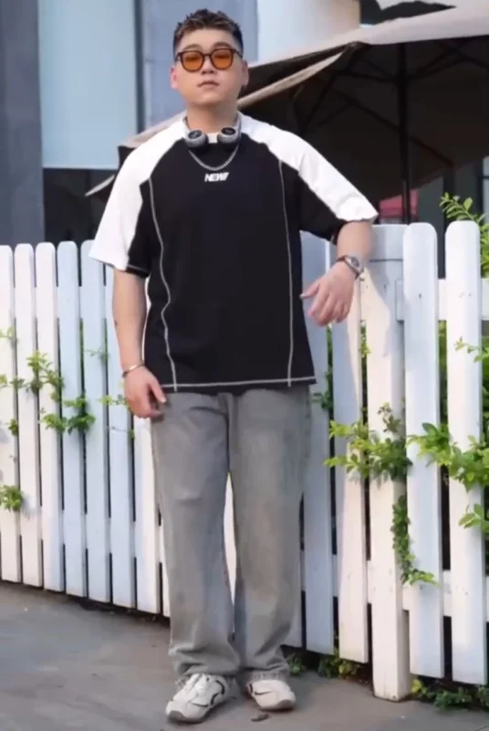 重磅加寬加大拼接短T