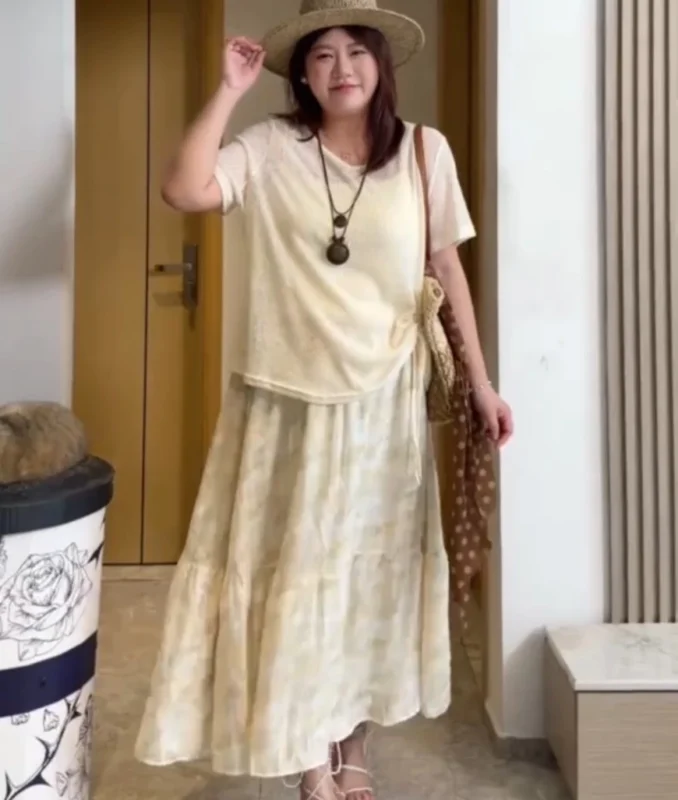 編號797: 防曬衫高腰碎花裙三件套