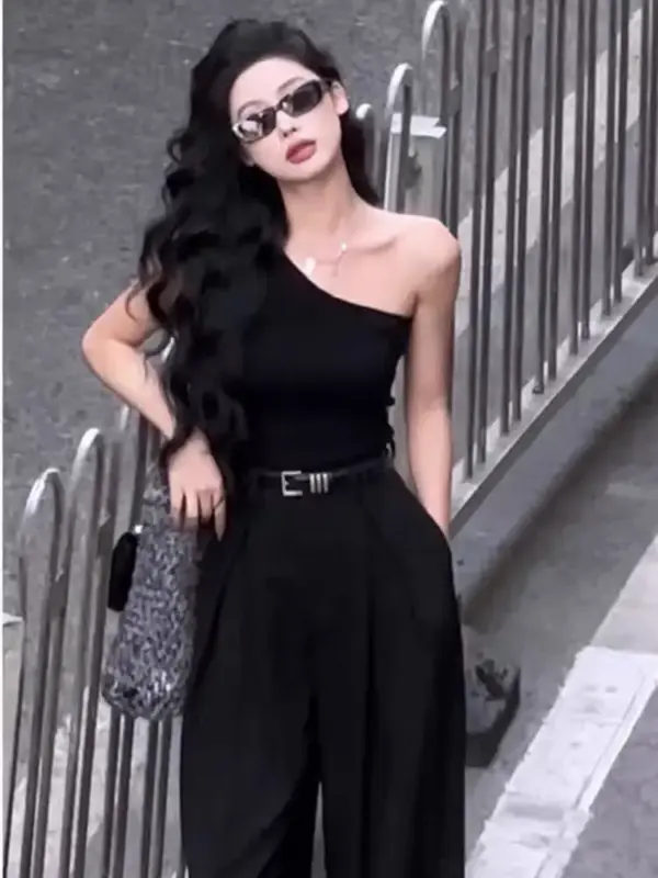 不規則露肩美背心