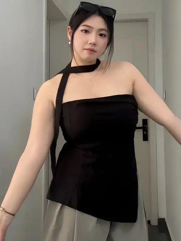 黑色抹胸收腰顯瘦背心
