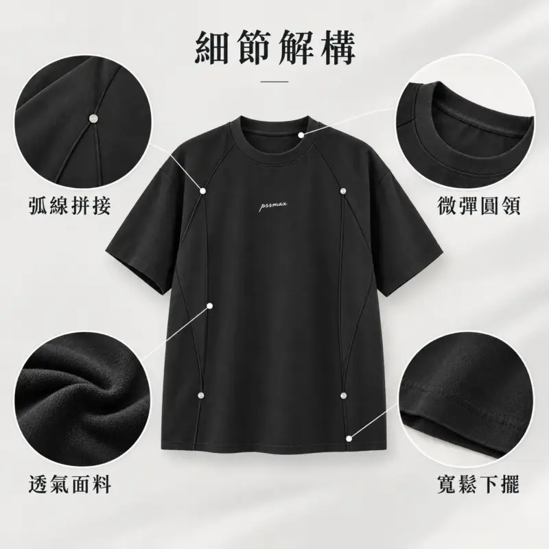 弧線拼接機能短T 縮圖 7