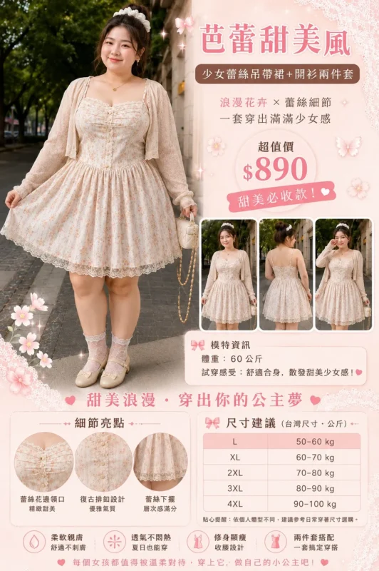 芭蕾甜美風少女蕾絲兩件套