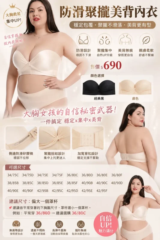 839防滑聚攏美背內衣