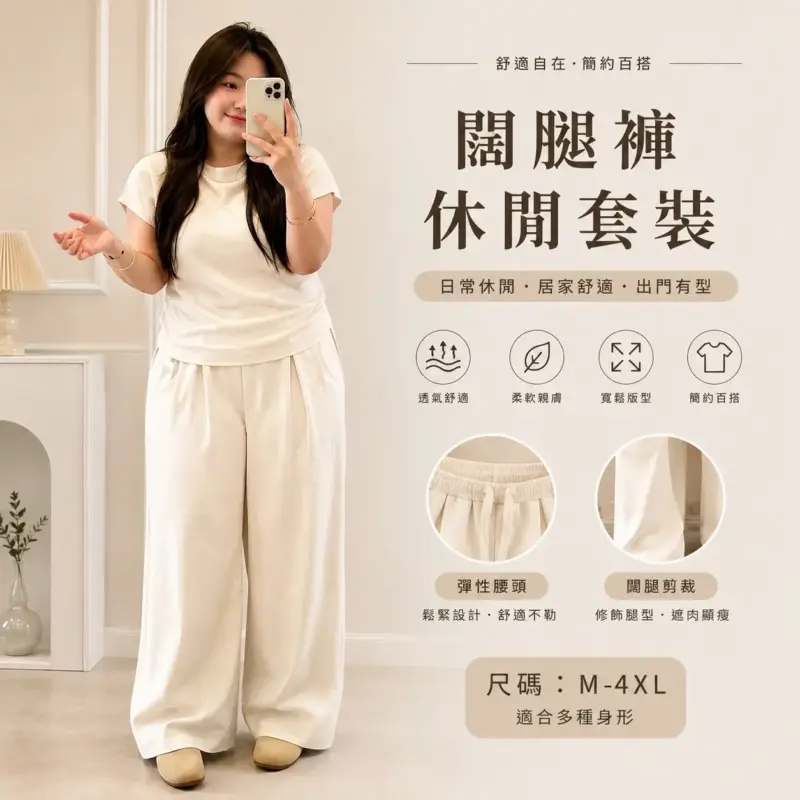 闊腿褲休閒套裝