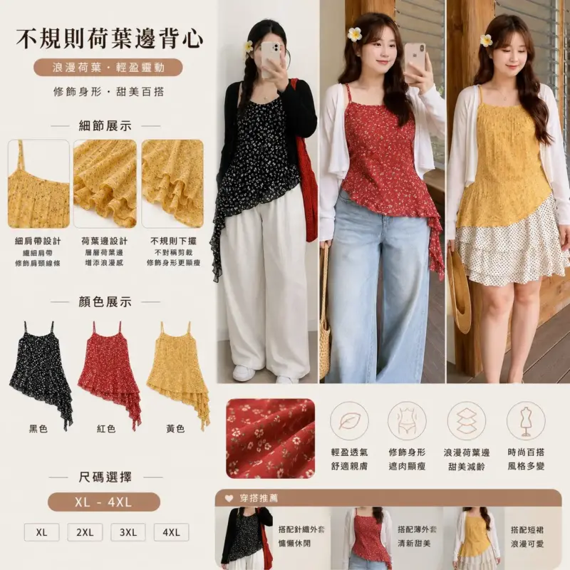 不規則荷葉邊背心（不含罩衫