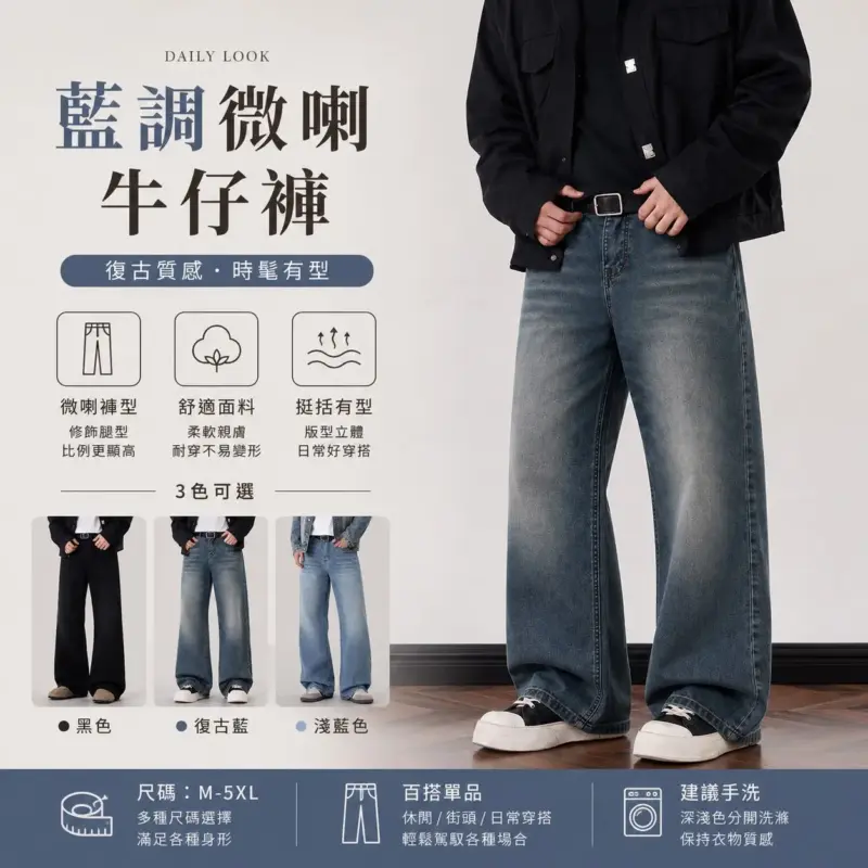 藍調微喇牛仔褲