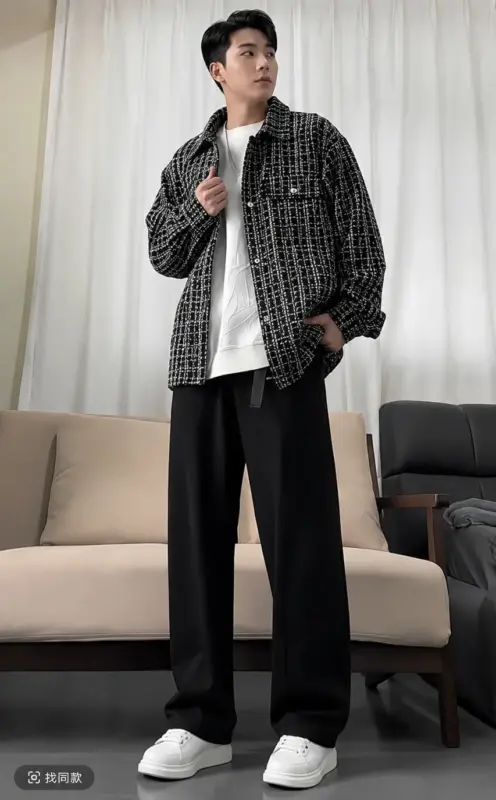 重磅寬松直筒彎刀褲縮圖 2