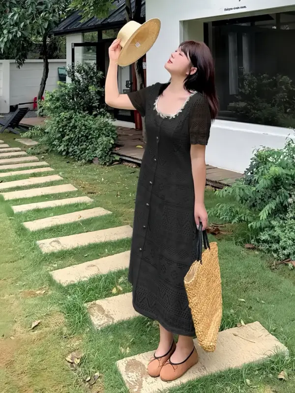 小香風蕾絲中長裙縮圖 3