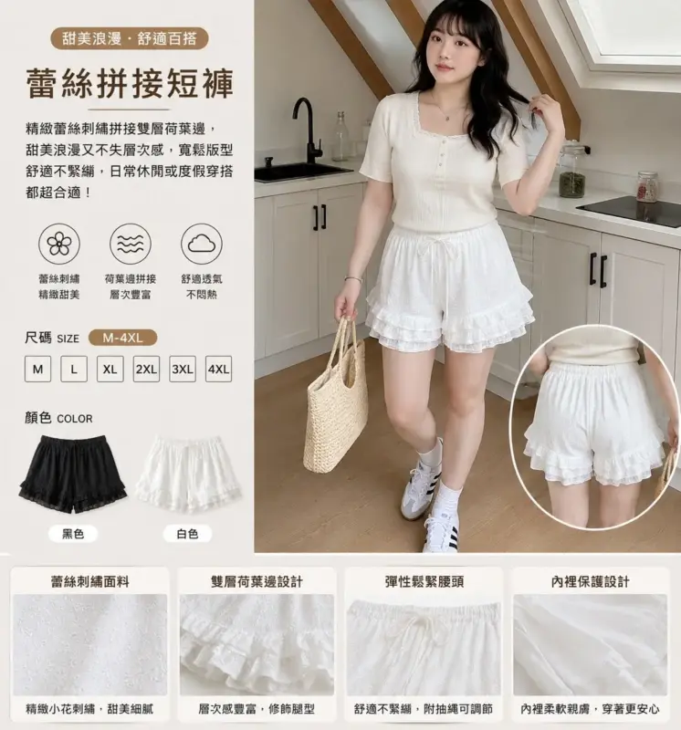 Lace Panelled Short Pants