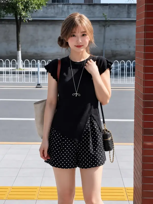 High-Waisted Polka Dot Two-Piece Set Dress thumbnail 2