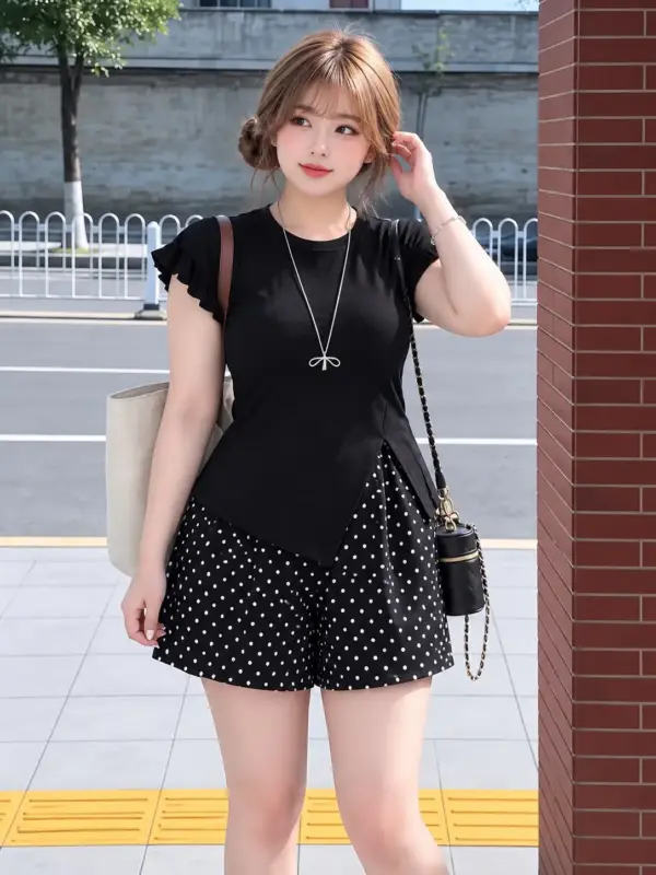 High-Waisted Polka Dot Two-Piece Set Dress thumbnail 3