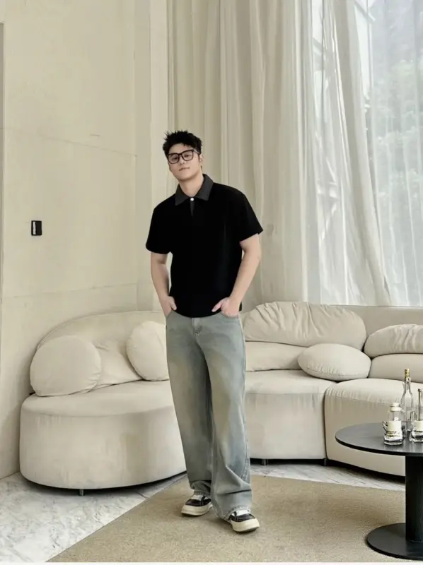 Short Sleeve Panelled Color Polo Shirt thumbnail 4