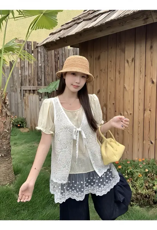 Lace Trimmed Off-Shoulder Camisole Top thumbnail 3