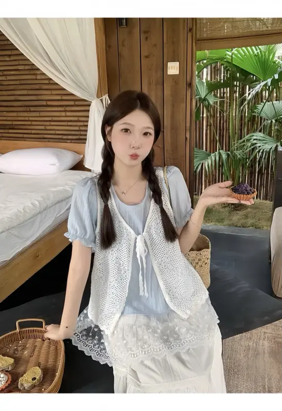 Lace Trimmed Off-Shoulder Camisole Top thumbnail 4