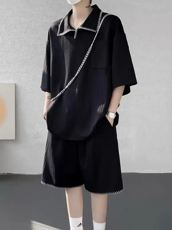 Embroidered Round Neck T-Shirt Set thumbnail 2