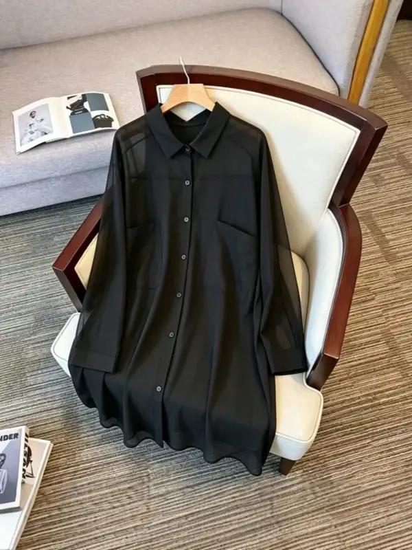 珍珠紗長款防曬外套 縮圖 3