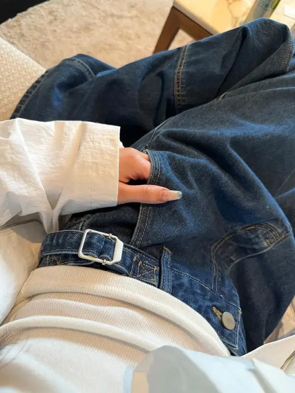 Side Snap Denim Jean Pants thumbnail 3