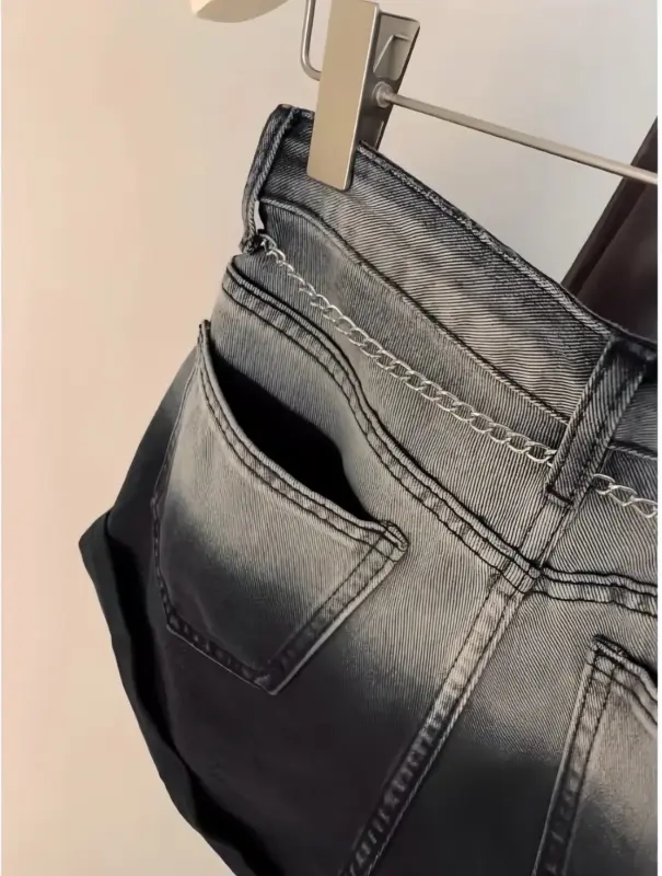 Korean Gradual Color Short Jeans thumbnail 5