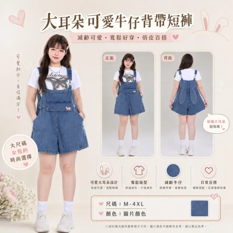 Cute Bunny Ears Backed Shorts with Big Ears