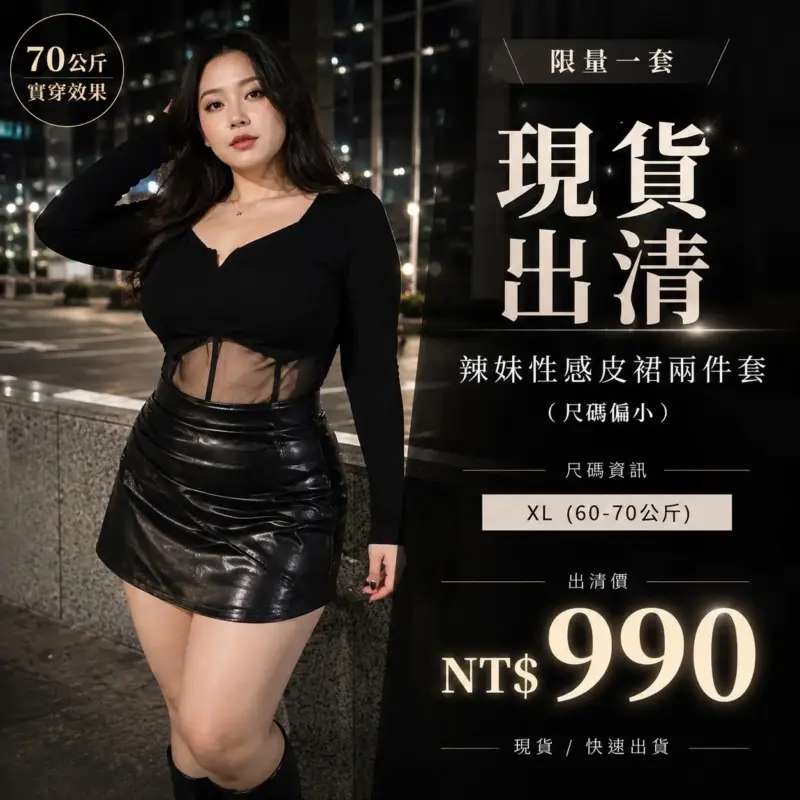 （現貨）辣妹性感皮裙兩件套（尺碼偏小）