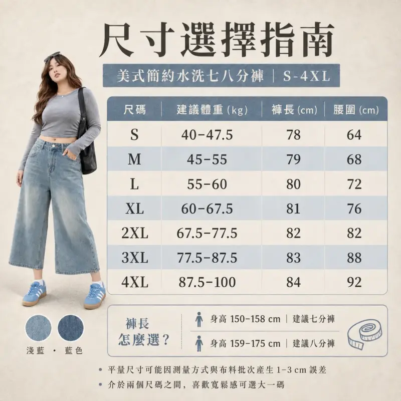 美式簡約水洗七八分褲 縮圖 6