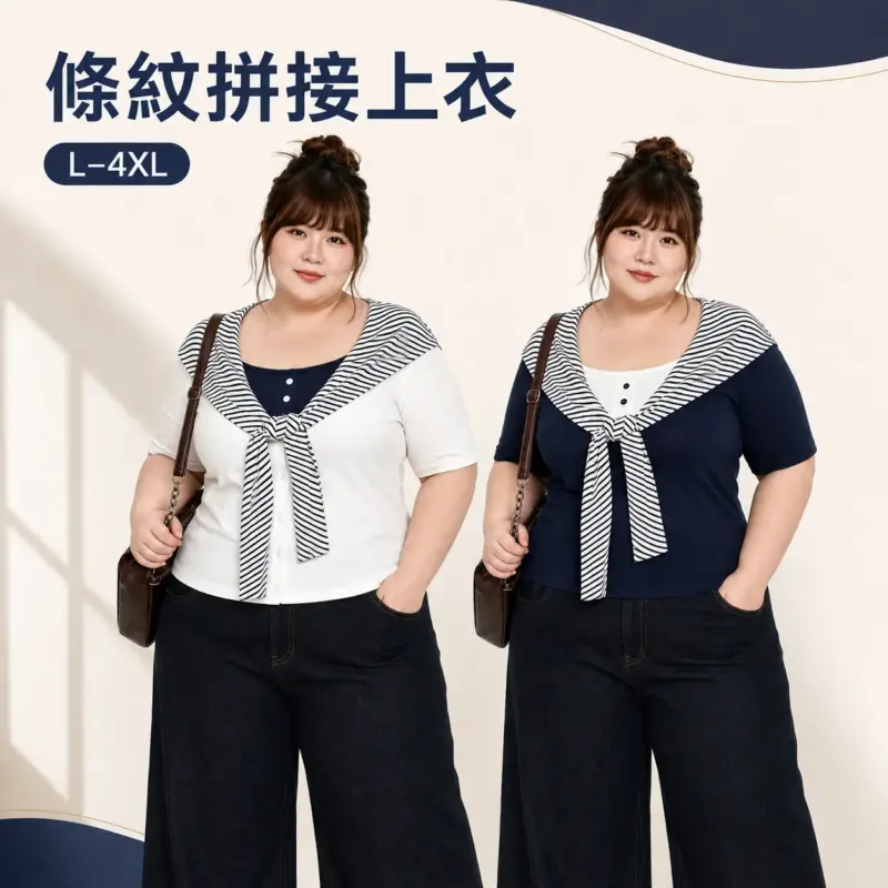 條紋拼接上衣