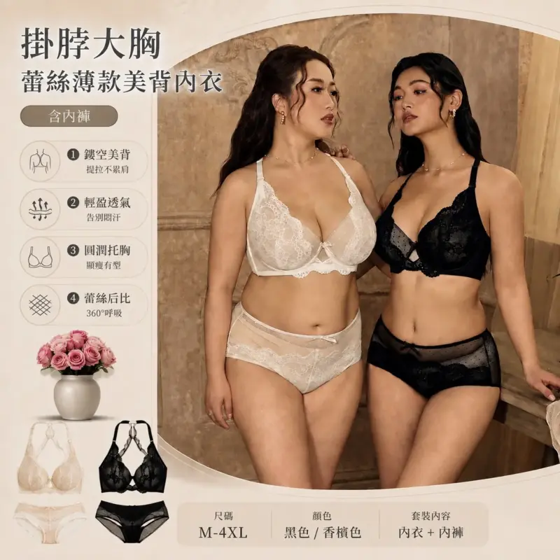 Lace Halter Backless Bra & Panty Set