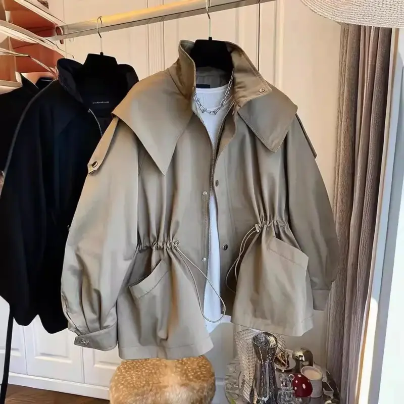 Loose Drawstring Waist Cargo Coat thumbnail 2