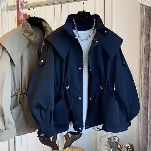 Loose Drawstring Waist Cargo Coat thumbnail 3