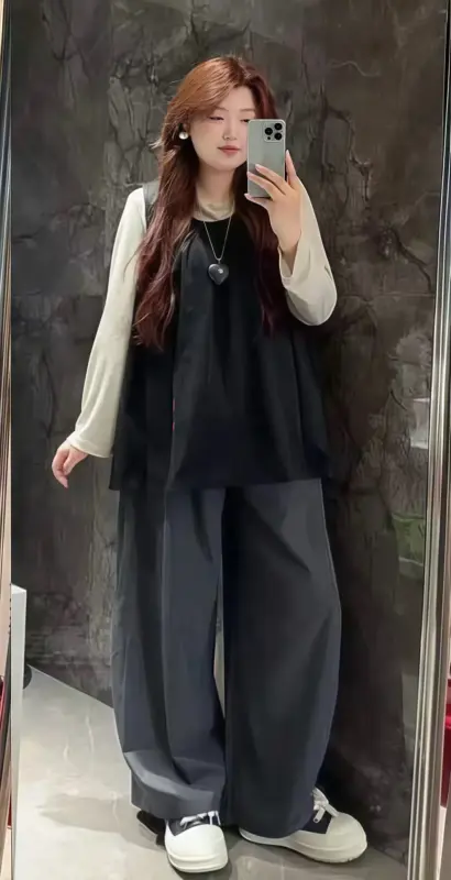 Vintage Layered Wide-Leg Pants Three-Piece Suit thumbnail 2