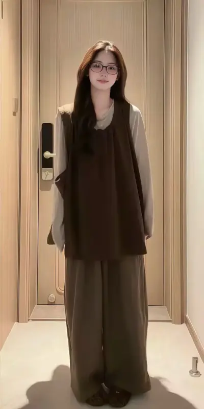 Vintage Layered Wide-Leg Pants Three-Piece Suit thumbnail 4