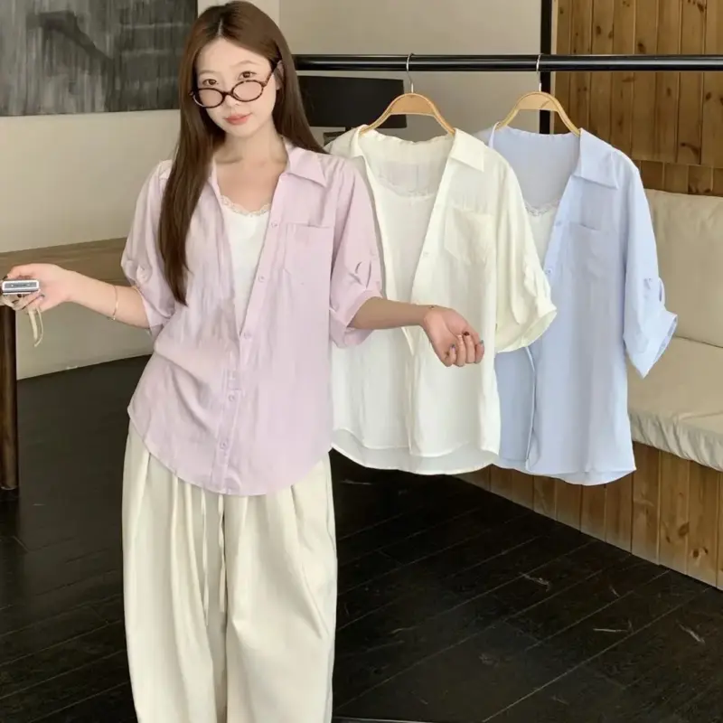 Layered Look Collar Textured Shirt thumbnail 2