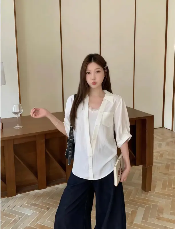 Layered Look Collar Textured Shirt thumbnail 3