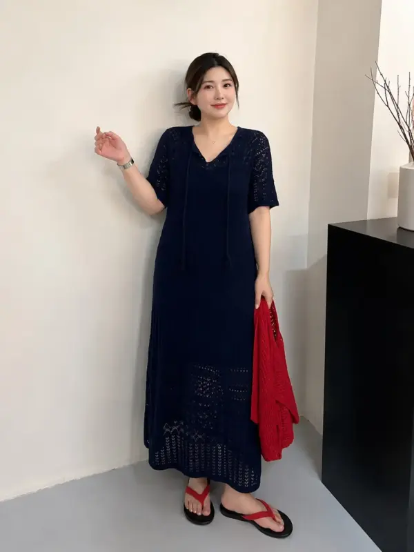 吊帶鏤空兩件套連衣裙 縮圖 3