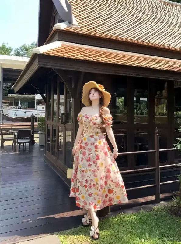 碎花泡泡袖碎花連衣裙 縮圖 2
