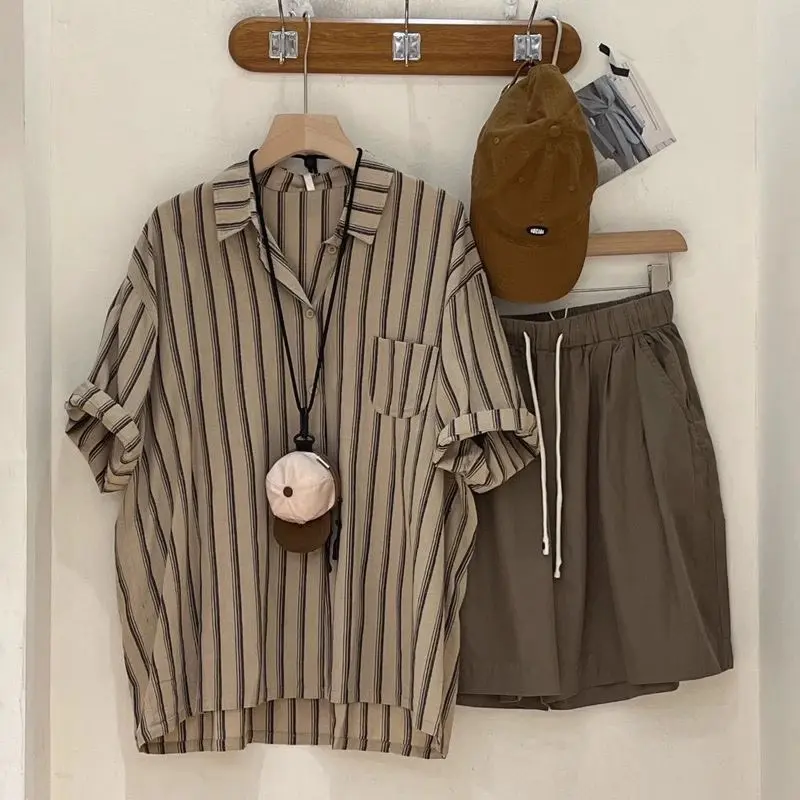日系中袖條紋套裝（不含其他飾品） 縮圖 3