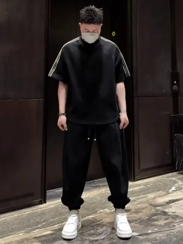 拼接條紋休閒運動套裝 縮圖 2