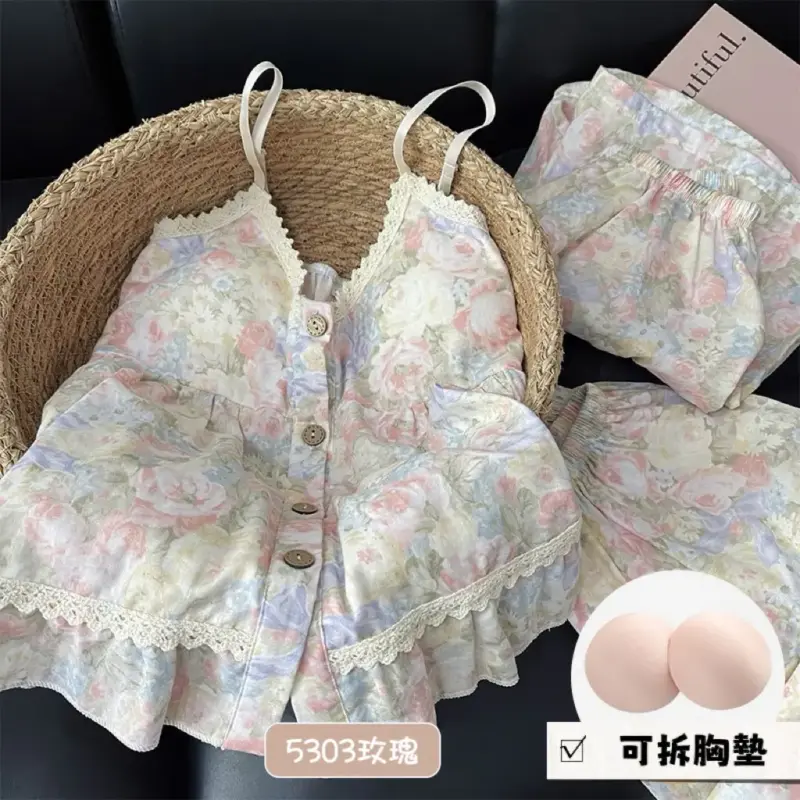 帶胸墊雲朵棉家居服三件套 縮圖 4