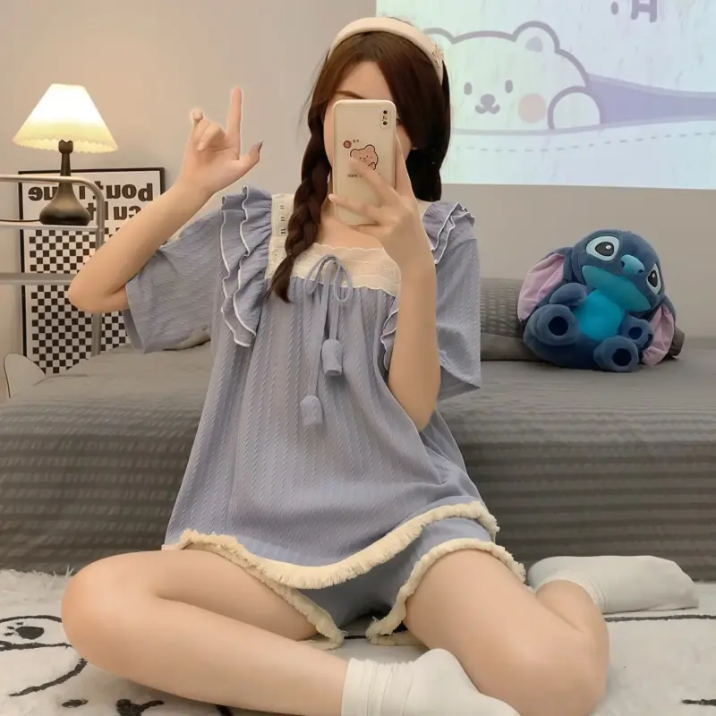 溫柔棉睡衣三套裝 縮圖 3