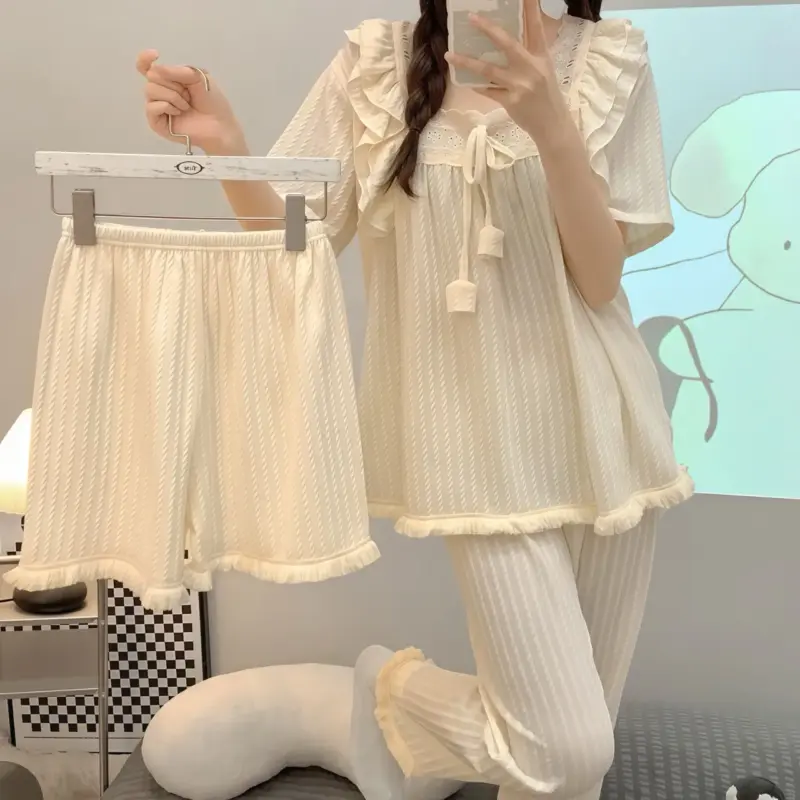 溫柔棉睡衣三套裝 縮圖 7