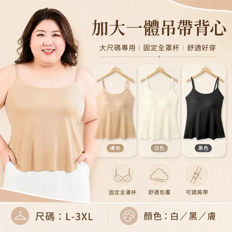 加大一體吊帶背心