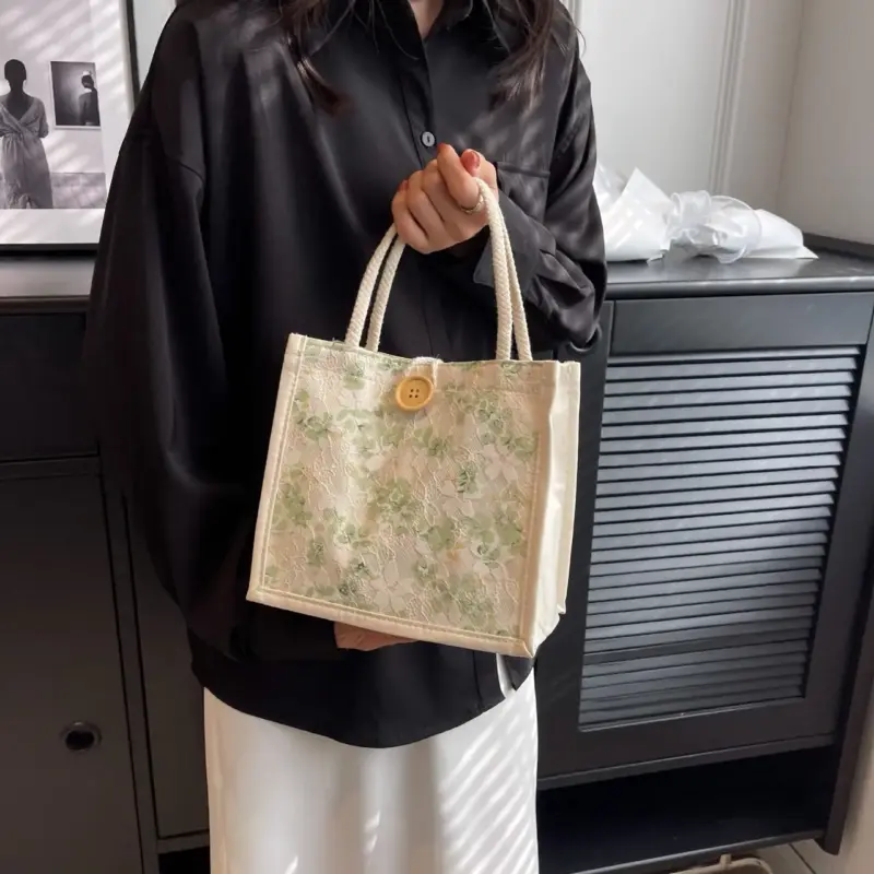 碎花麻布手提包 縮圖 2