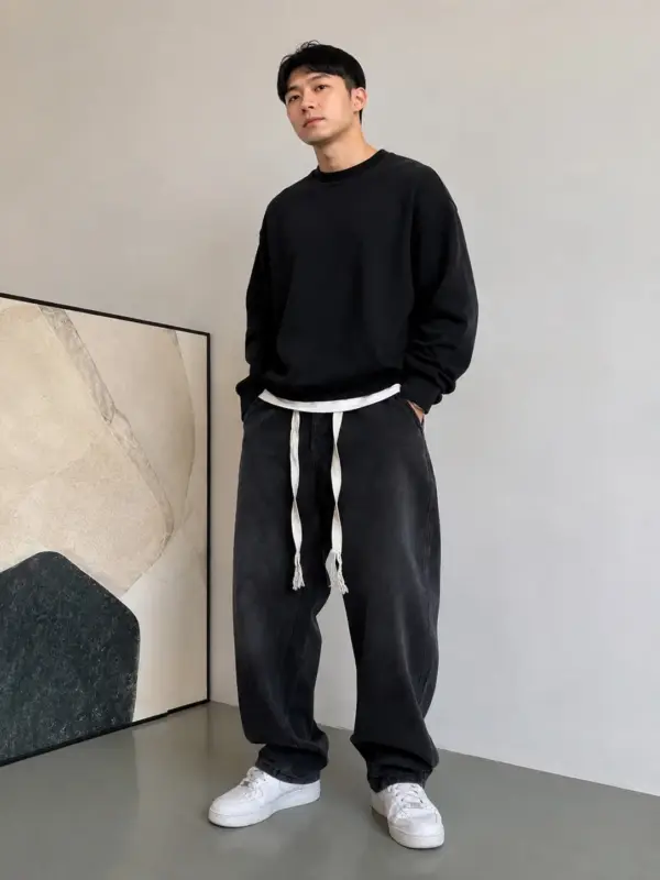 加大美式復古水洗牛仔褲 縮圖 3