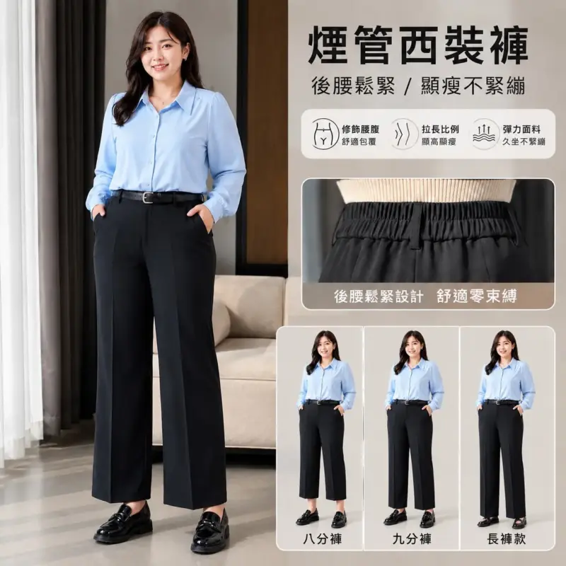 煙管西裝褲（後腰鬆緊）