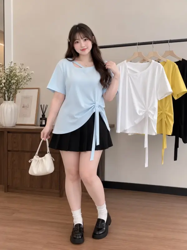不規則 v領短袖