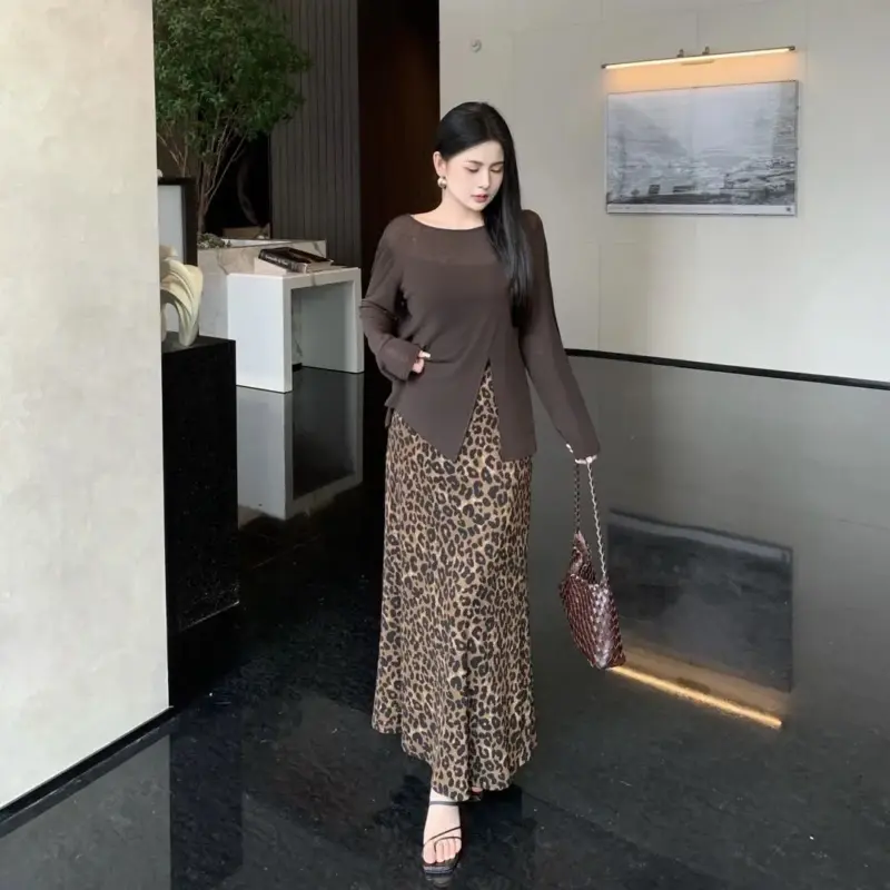 豹紋半身裙兩件套裝 縮圖 3
