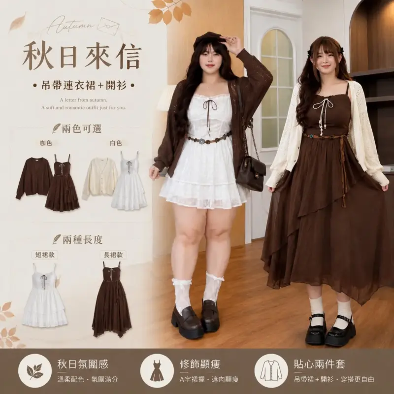 秋日來信吊帶連衣裙+開衫